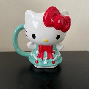 Sanrio Hello Kitty Christmas Tree Dress Ceramic Mug Coffee Cup NEW